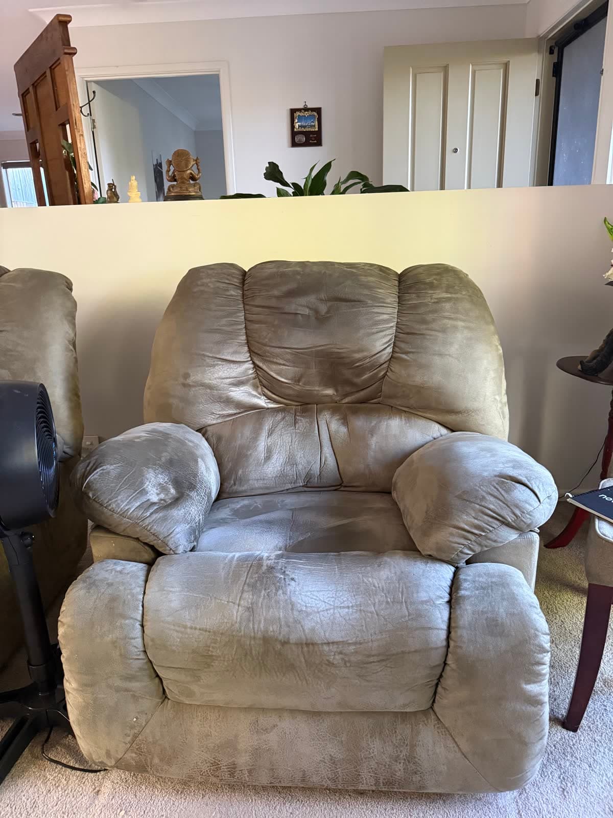 Grey Suede Recliner Pair