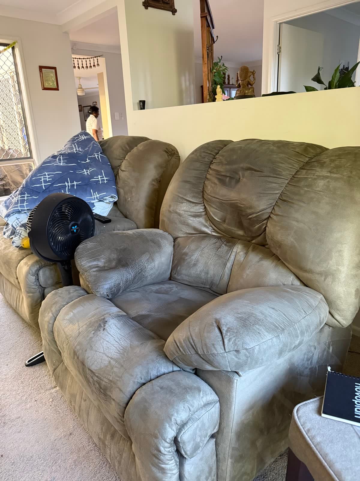 Grey Suede Recliner Pair photo 2