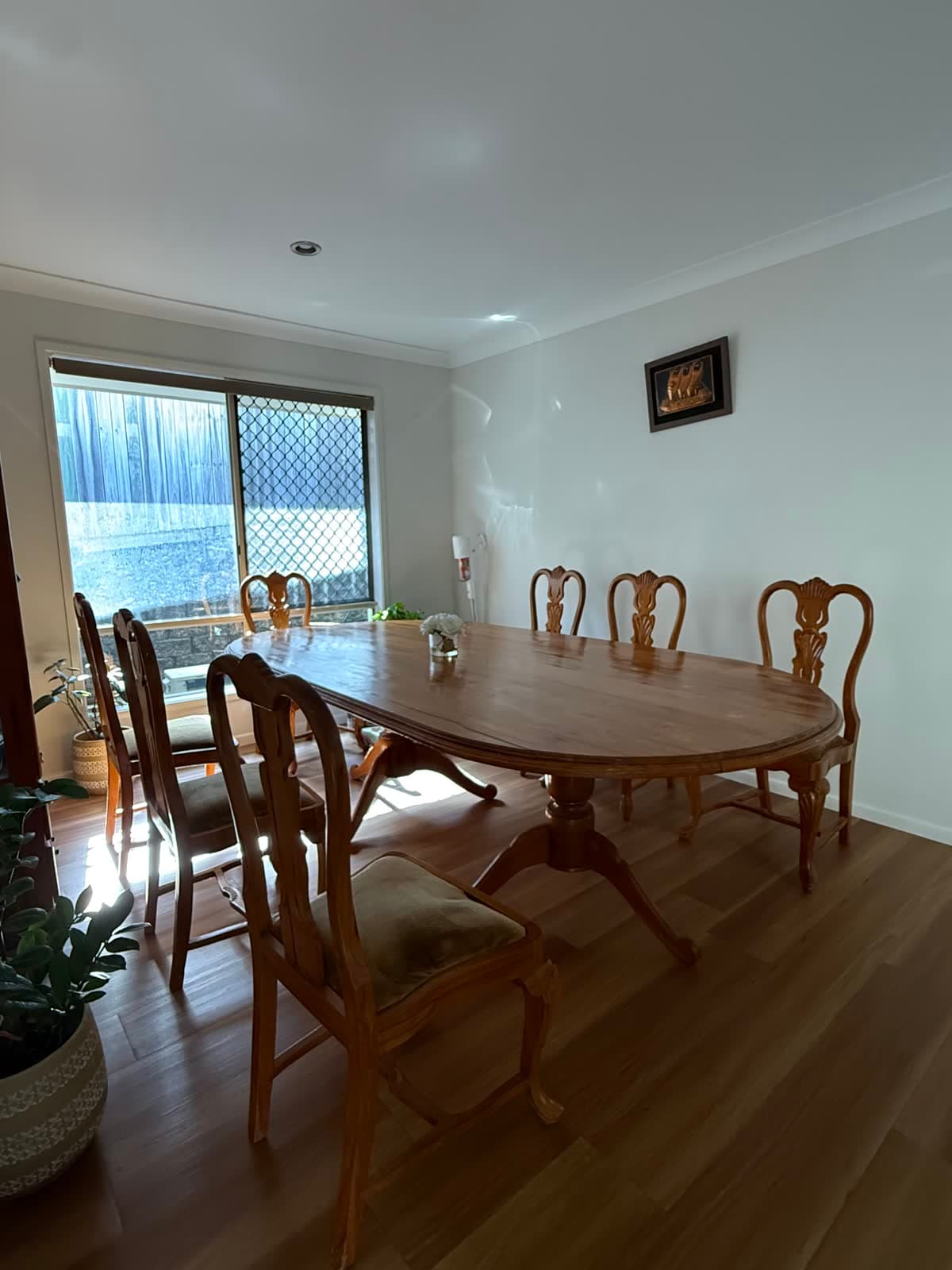 Oval Teak Dining Table and 8 Carved Chairs photo 4