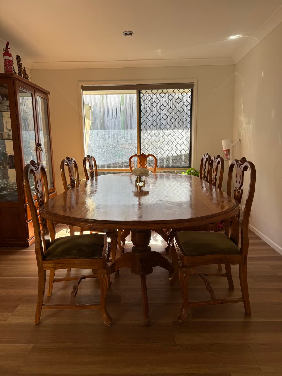 Oval Teak Dining Table and 8 Carved Chairs photo 9
