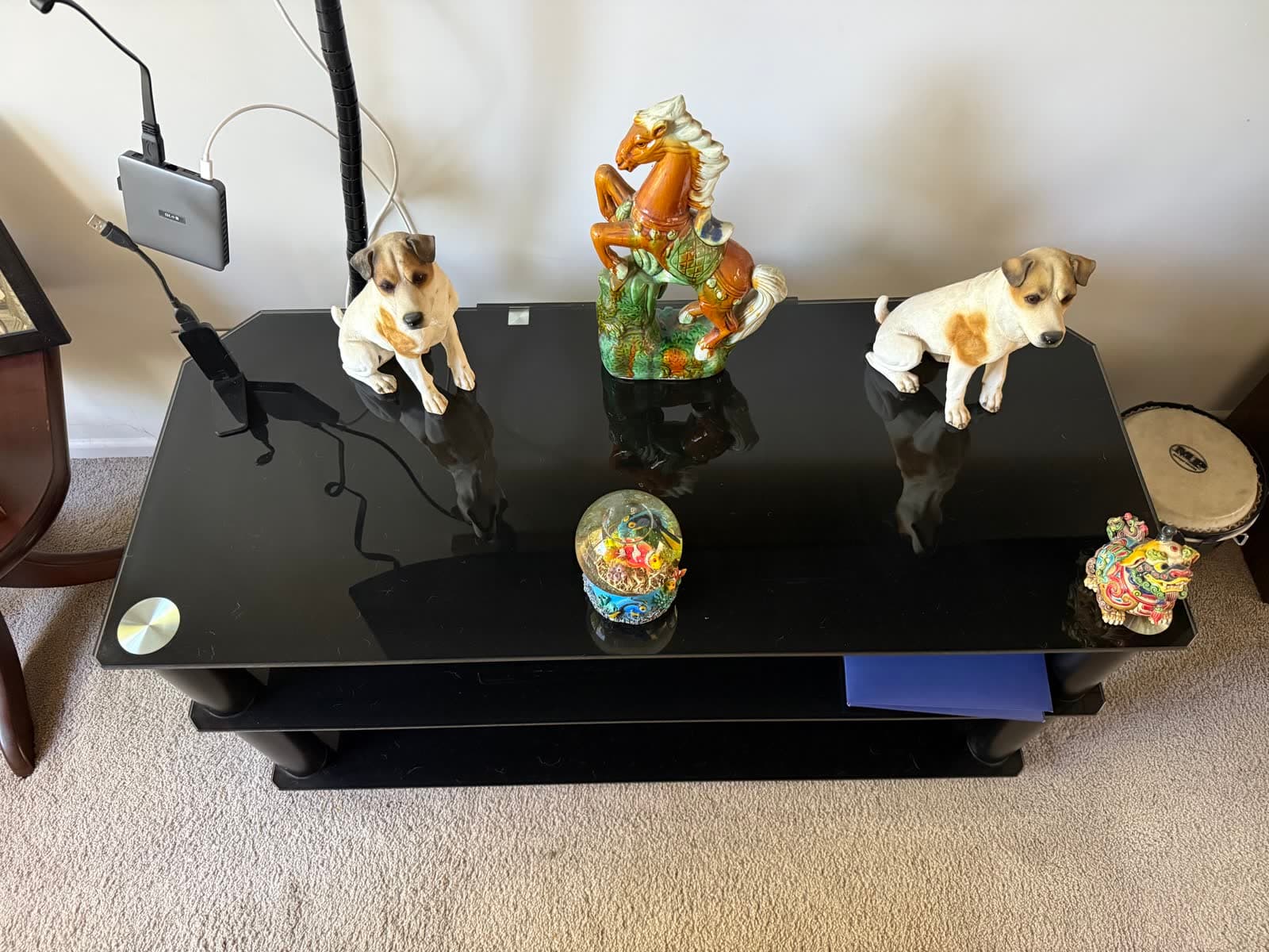 Three-Tier Black Glass TV Unit photo 3