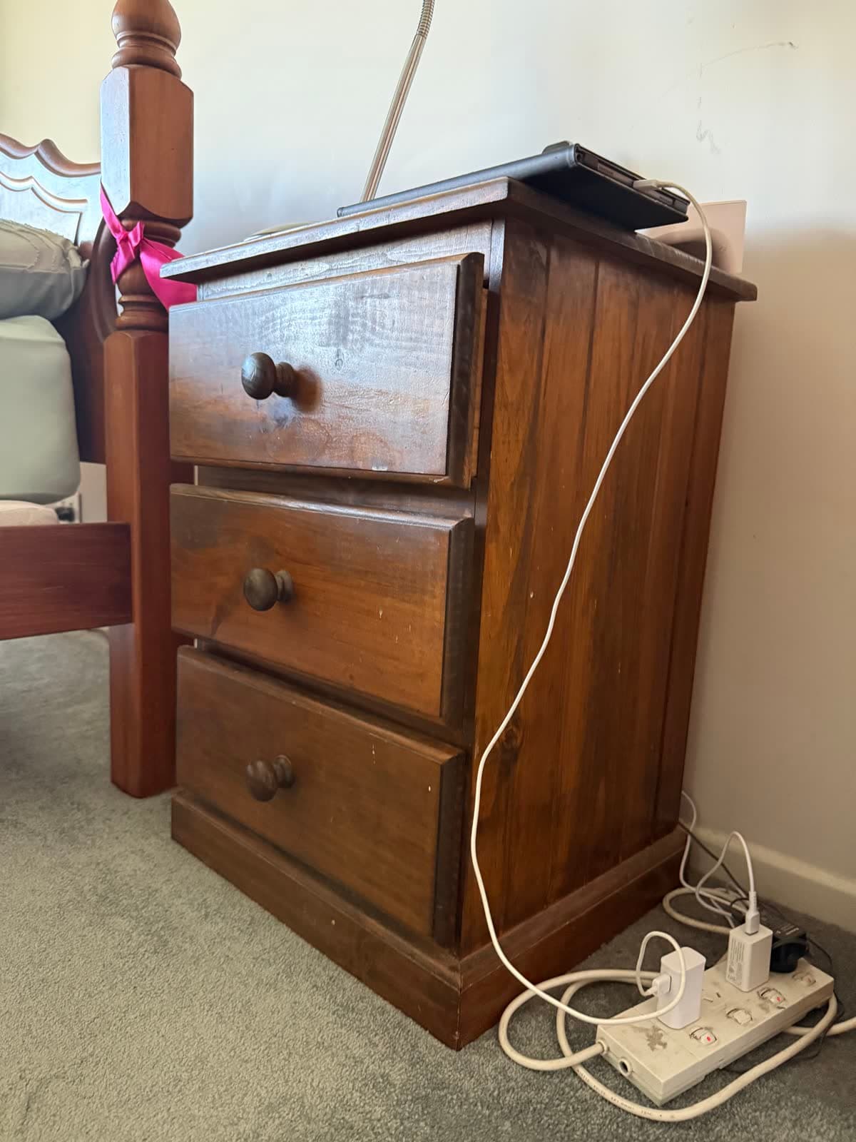 Timber Three-Drawer Bedside Cabinet photo 2