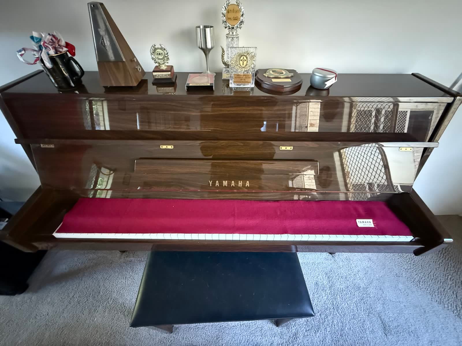 Yamaha Upright Piano and Stool photo 2